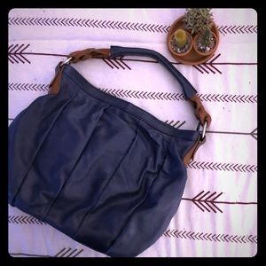 Super soft leather navy blue handbag super soft